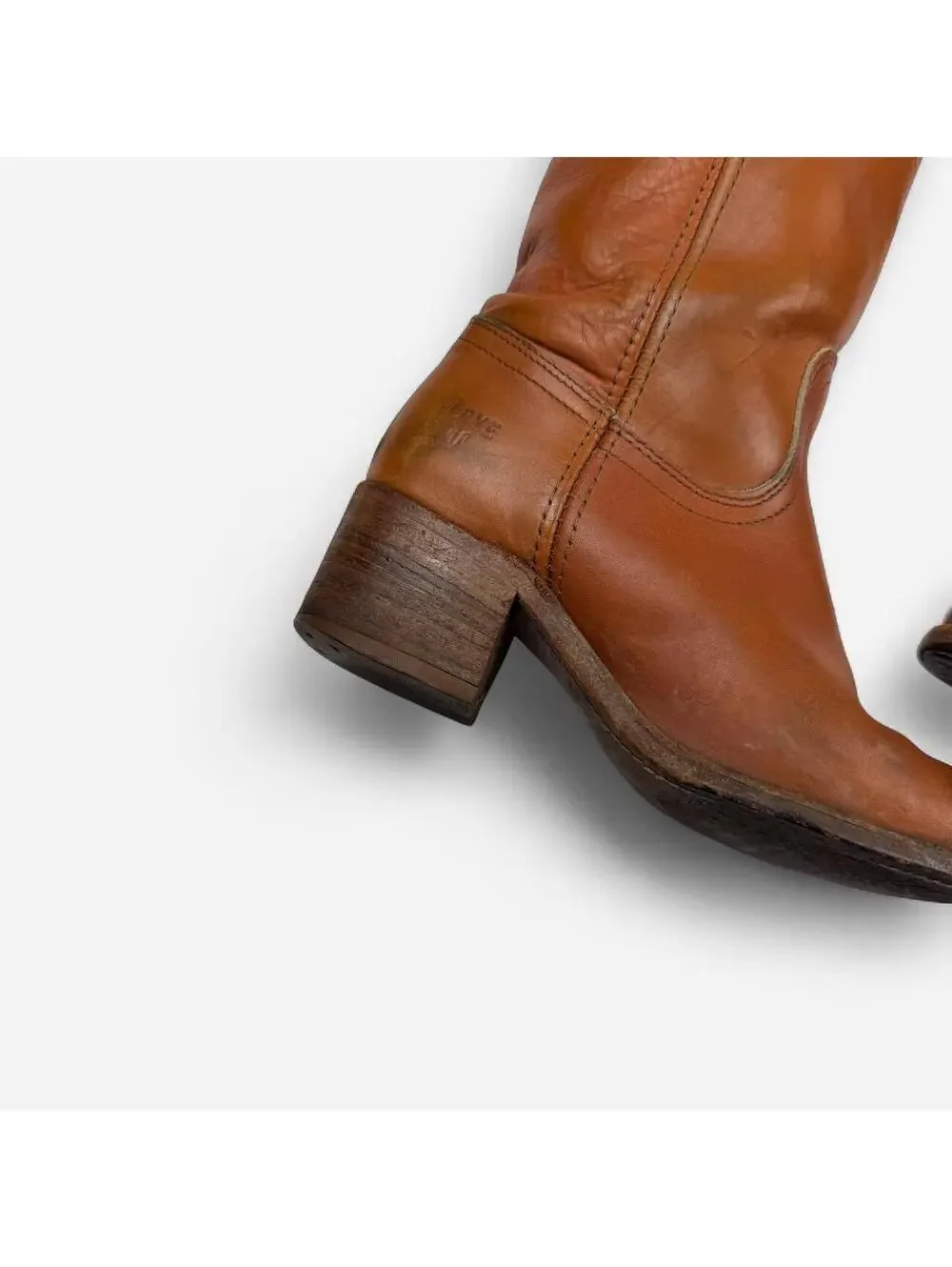 Frye 70s Campus Boots Tall Broken In Leather in Cognac Brown